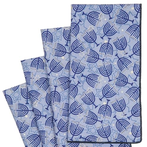 Servilletas de tela azul Menorah 18" x 18" pack 4 miniatura 1