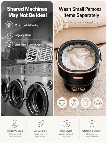 Image of Portable Washing Machine 16L Foldable Mini Washer for Underwear Socks Baby Clothes Small Loads Compact Washer for Apartment Dorm RV Travel (Black)