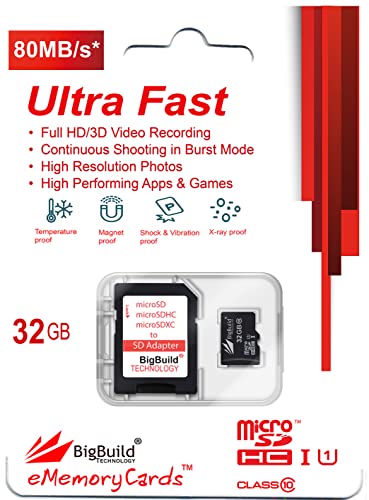 Bigbuild Technology 32Gb Ultrafast 80Mb/S Memory Card For Akaso Ek7000 Action Camera, Class 10 Microsdhc #TOP1