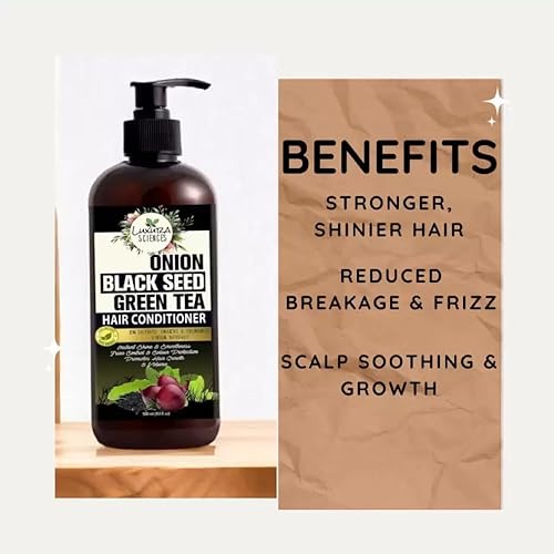 Miniatura 5 de Luxura Sciences Acondicionador de semillas negras de cebolla, añade brillo y volumen al cabello fino y fino, controla el encrespamiento, hidrata el