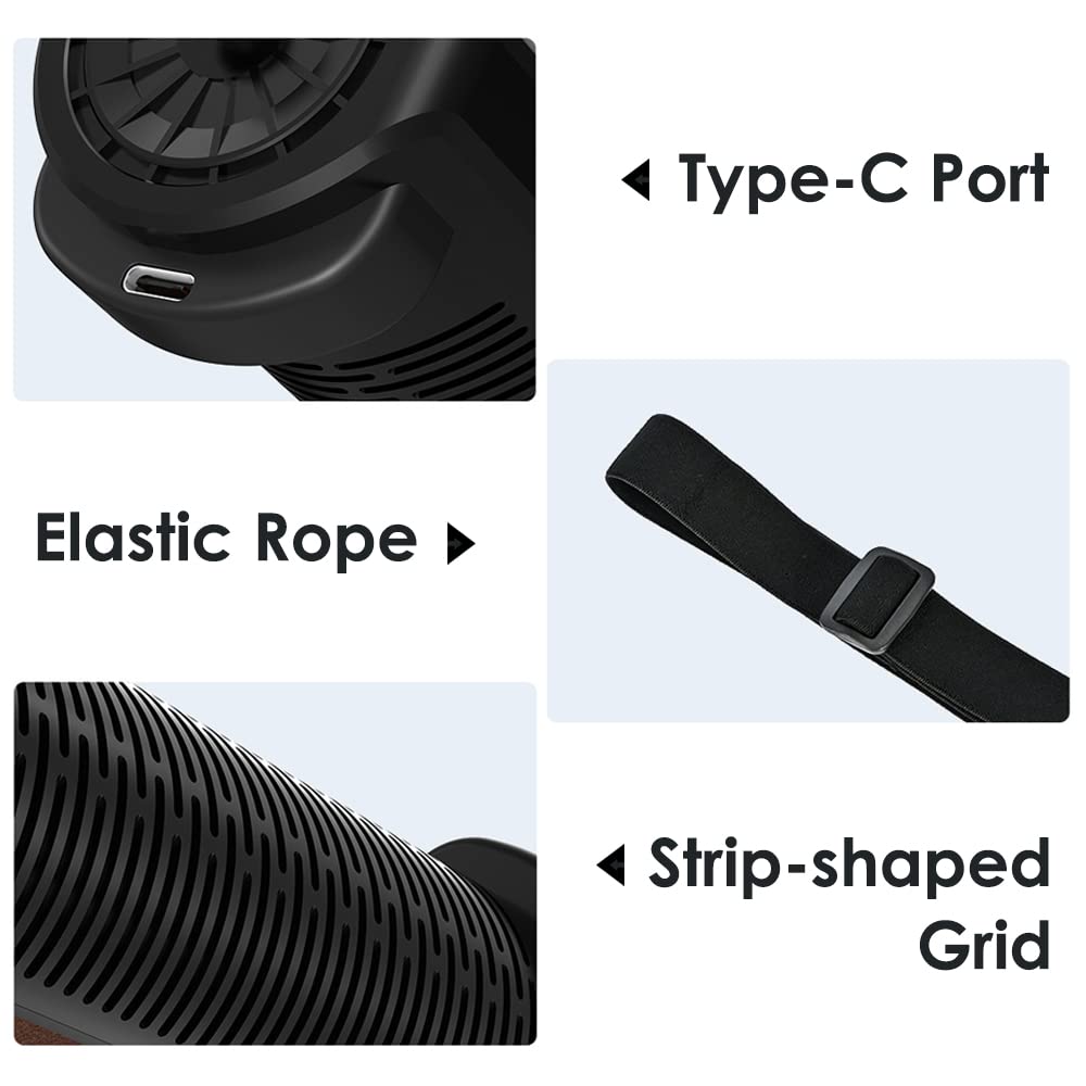 Riloer 12V Autostoel Koelventilator, Draagbare Auto Koeler Ventilator Mini Zomer Lucht Circulatie Ventilator, Autostoel Hoofdsteun Bladeless Mute Ventilator met 3 Snelheden Wind, USB Powered
