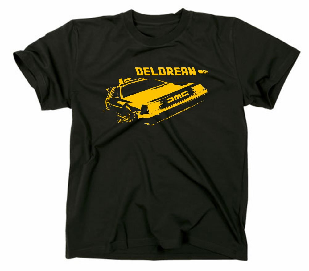 Styletex23 Men's Black Delorean T-Shirt, L