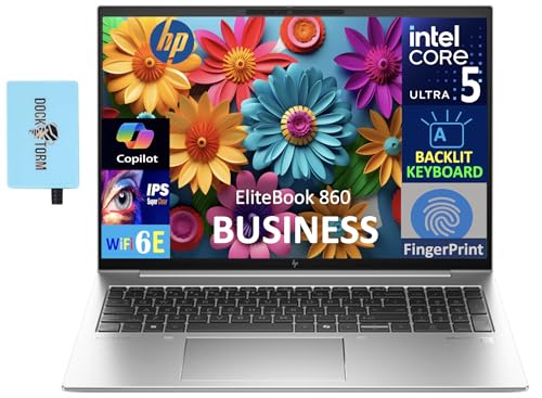 Image of HP EliteBook 860 Business Laptop 16.0 inch IPS WUXGA Display (Intel Ultra 5-135U, 32GB DDR5, 4TB PCIe SSD, Intel Graphics, Backlit KB, Fingerprint, 2 Thunderbolt 4, Win 11 Pro) w /DKZ USB Port Expander