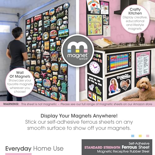 Image of TMS Magnet Receptive Sheets with Adhesive Backing for Craft and Magnetic Miniatures Storage | Flexible Rubber Sheet Metal | 5 Pack, 30 mil Thick, 8.5 inch x 12.3 inch | Fits Inside US Really Useful Box