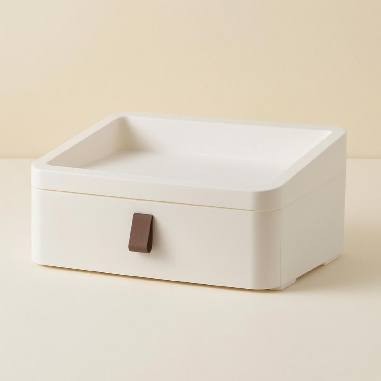 Contenitore da Scrivania Organizer Cassettiera Scatola Vassoio Superiore Cassetto Corpo Rettangolare Salvaspazio Adatto per Postazione Lavoro, Bianco
