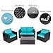 Peach Tree 4 PCs Outdoor Wicker Rattan Sofa Set Armrest Sofa with Coffee Table Patio Furniture Sectional Set with Washable Removable Cushions Backyard Pool