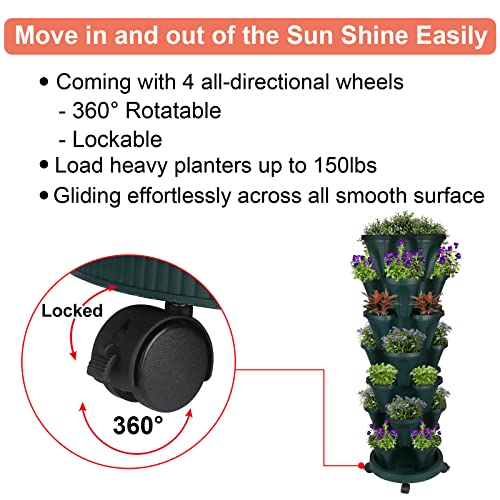 Vertical Planter 7 Tier Stackable Planters Garden Tower Planters Strawberry Herb Flower And Vegetable Planter Indoor Outdoor Gardening Pots With Removable Wheels And Tools #TOP5