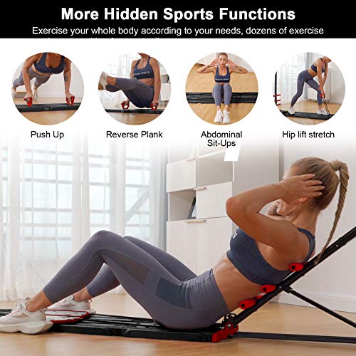 AVAH Portable Home Gym,Foldable Multi-Fit Bench Total Body Training Home Gym with Resistance Bands Bar and Push up Handles Muscle Build Exercise Equipment for Men/Women