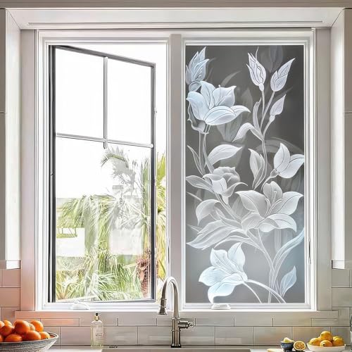 Vinilo decorativo floral para ventana HOMETITUTE 17.7x39.3 in miniatura 2