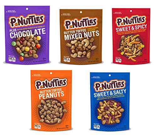 Adams & Brooks P-Nuttles Butter Toffee Peanuts Variety Pack of 5  5 Different Flavors of P-Nuttles - Sweet & Salty Mix, Made in the USA, Kosher