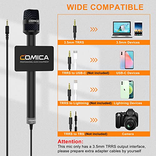 Comica Handheld Interview Microphone, Hrm-S 3.5Mm Trrs Cardioid Condenser Reporter Microphone For Recording, Speech, Stage, Vocal Mic For Smartphones Laptops And Dslr Cameras #TOP1