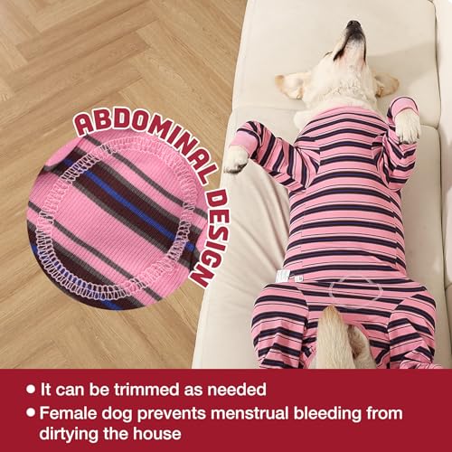 Image of Dog Recovery Suit, Pet Surgery Suits for Female Male, Striped Recovery Shirt Dog Abdominal Wounds Bandages, E-Collar & Cone Alternative, Neuter Stop Licking Onesie Body Suits for Large Dogs