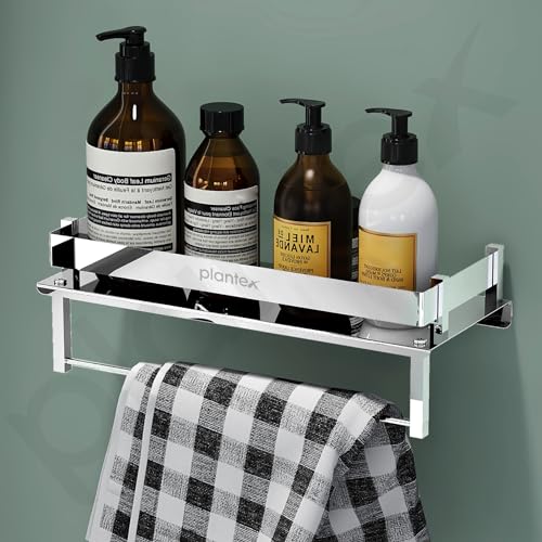 Image of Plantex Stainless Steel Shelf for Bathroom /Multi-Purpose Shelf for Kitchen /Bedroom /Living Room /Bathroom Accessories - (12x5 inch - Chrome)