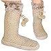 Produktbild alles-meine.de GmbH Hausschuhe/Hüttenschuhe/Pantoffel - Strick - CREME/BEIGE/hell BRAUN - Glitzer Pailletten - Flausch gefüttert - Größe 36 bis 41 - Plüschhausschuh -..