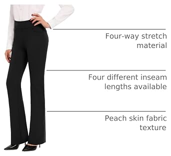 SEVEGO 29/31/33/35/37 Inseam Women's Bootcut Yoga Dress Pants High Waist Stretch Work Pants Petite, Regular, Long, Tall