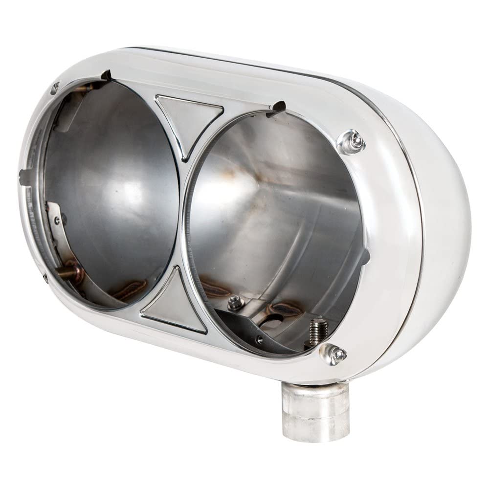 United Pacific 32179 Headlight Housing, Dual, Stainless, for Peterbilt 359