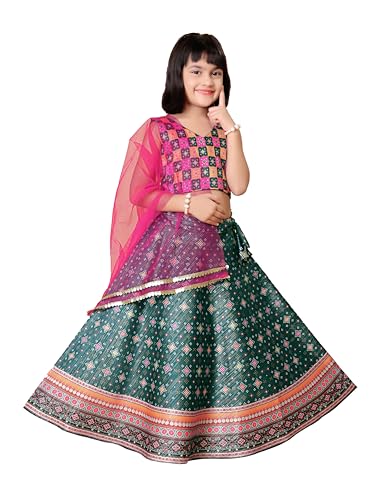 Image of Girls Art Silk Lehenga Choli Set with Net Dupatta