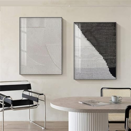 Décoration murale salon sans cadre pour habiller grand mur vide lot 2 toiles abstraites 60x70cm