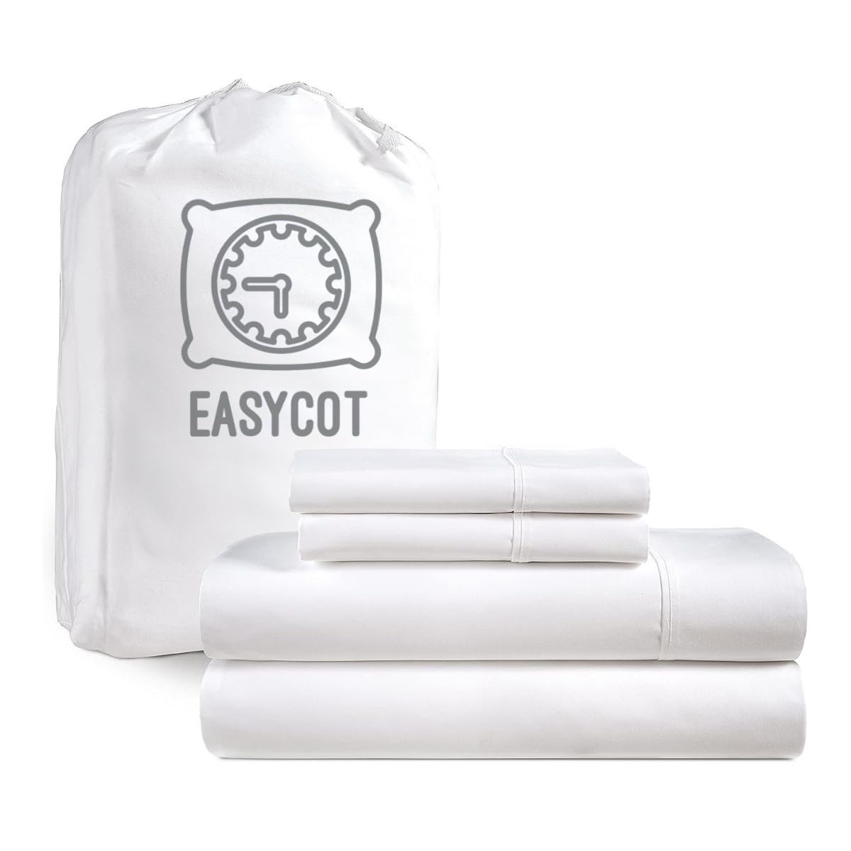 EASYCOT 4 Piece White sheet set - 36 cm Deep Pockets- Fitted Sheet, Flat Sheet & 2 Pillowcases Easy Care 100% Egyptian cotton 800TC Bedding Bedsheet Set (Super King)