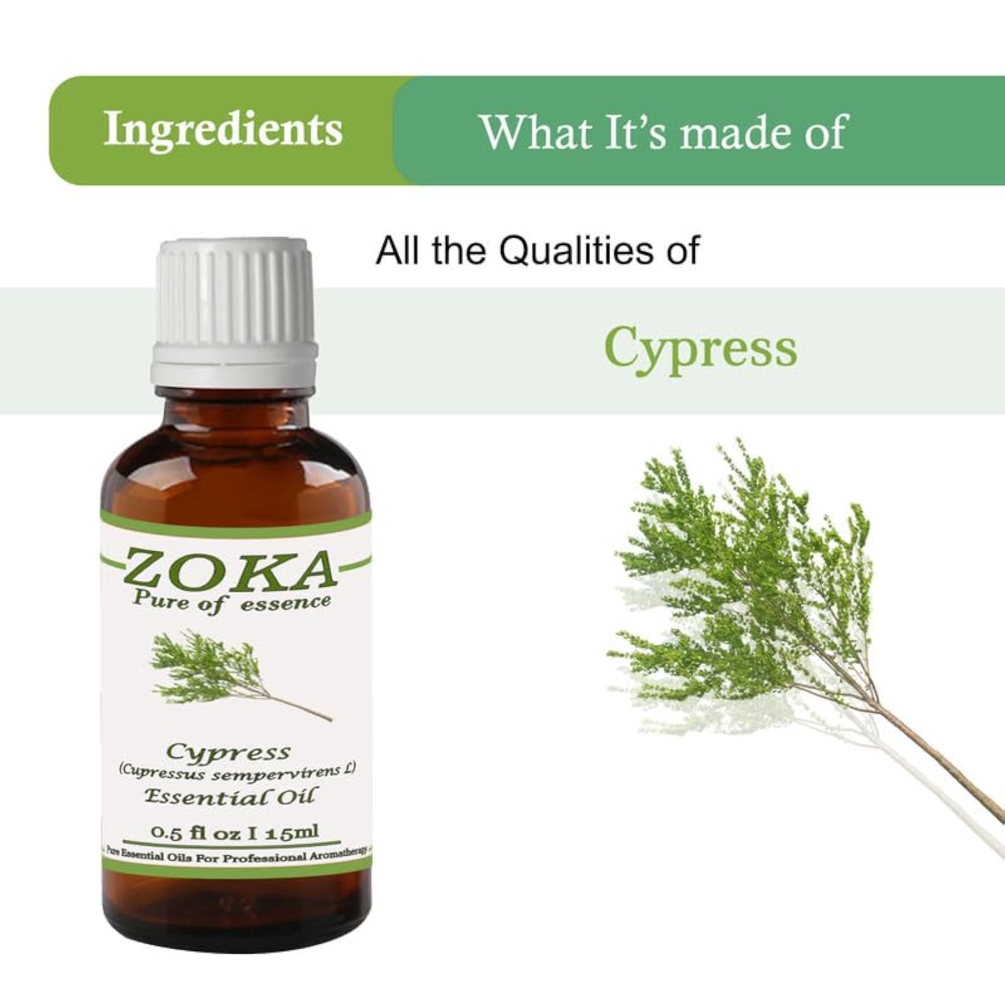 Zoka Cypress Essential Pure, Natural & Undiluted (15ml) - Pack Of 4