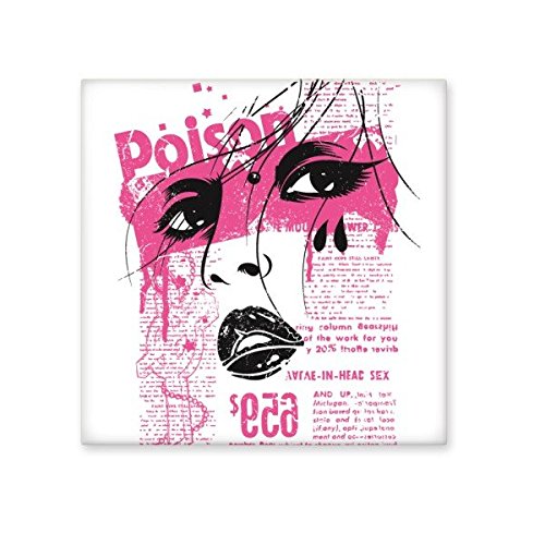 Carreau céramique graffiti rose noire au design sketch américain en bisque