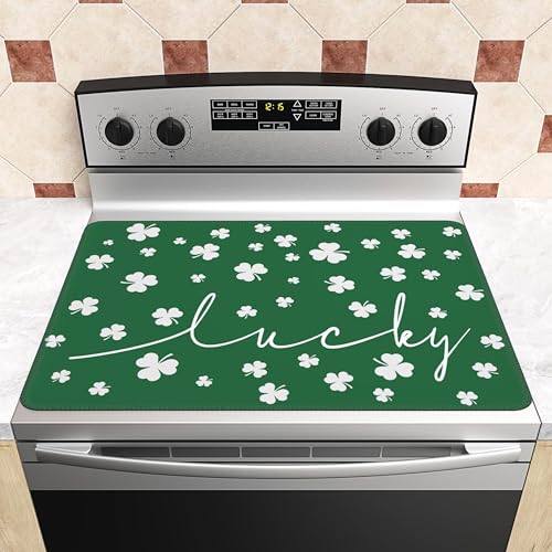 Image of St. Patrick's Day Stove Top Cover 29''x21'' for Electric Stove - Stove Mat for Glass Top Glass Cooktop Protector For Kitchen Multifunctional Oven Covers for Electric Stove