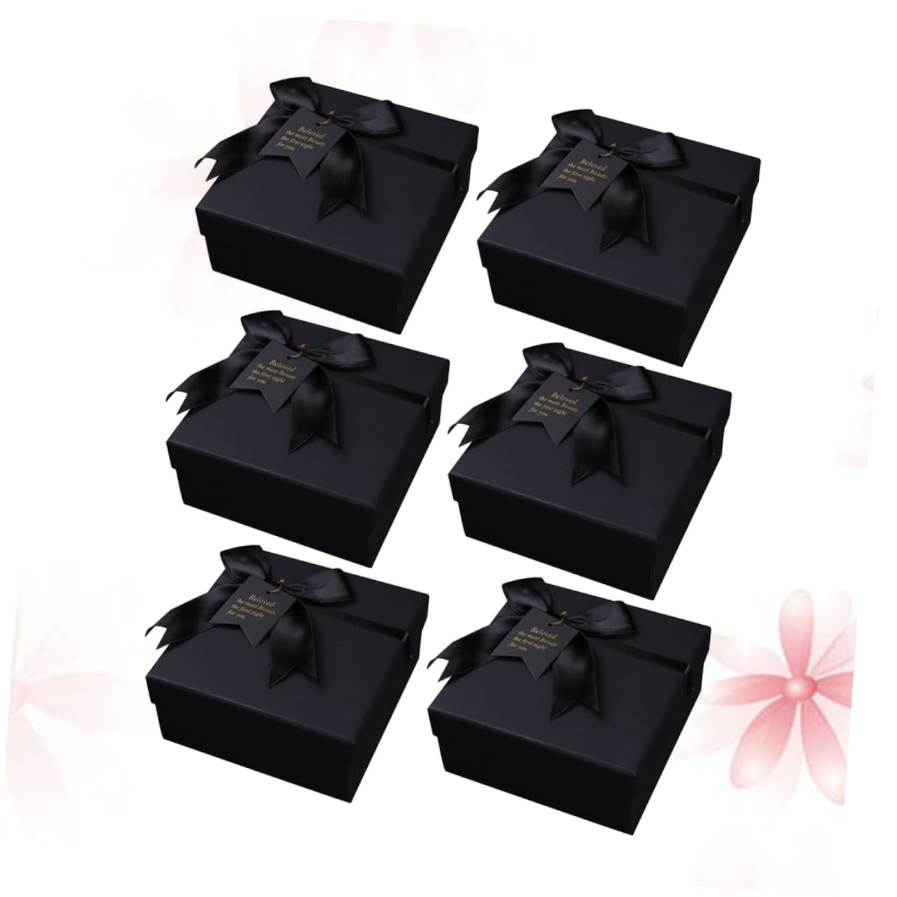 Geschenkbox aus Papier 6 Stück Packung Schwarz mit Romantischer Schleife