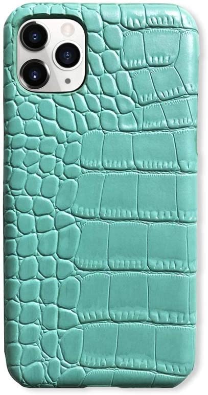 Funda de piel auténtica para iPhone 12 Pro Max de lujo con textura cocodrilo