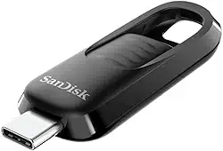 SanDisk Flash Drive USB tipo C ultra deslizante de 256 GB - até 400 MB/s, USB 3.2 geração 1, conector retrátil - SDCZ480-256G-G46