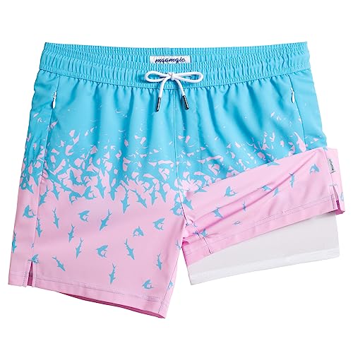 Image of maamgic 5inch Mens Swim Trunks with Compression Liner 2-in-1 Swimming Shorts Stretch Quick Dry with Zipper Pockets