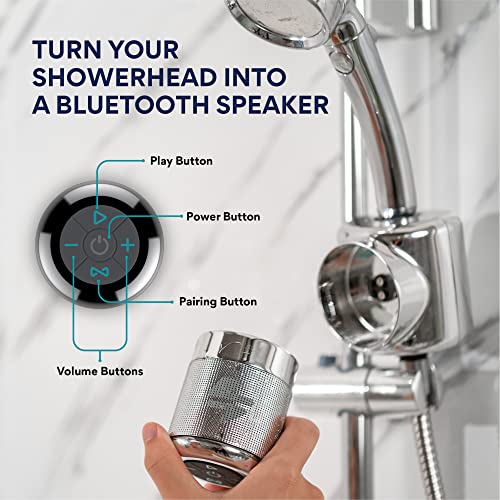 Ampere Shower Power - Hydropower Bluetooth Shower Speaker, Waterproof Detachable Portable, Rechargeable Mini Speaker (Chrome) #TOP4