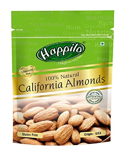Image of Happilo 100% Natural Premium Californian Almonds, 200G + 100% Natural Premium Californian Whole Almonds, 200G (Pack Of 2)