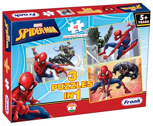Image of Frank Spider Man Jigsaw Puzzle for 5+ Years, Set of 3, Multicolour - Engaging Puzzle for Kids - Fun & Challenging Brain Booster Games - for Focus and Mmemory - 90147