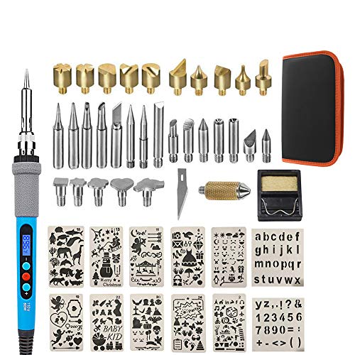 Aipudi 48pcs 110V 60W Wood Burning kit with with LCD Display with Soldering