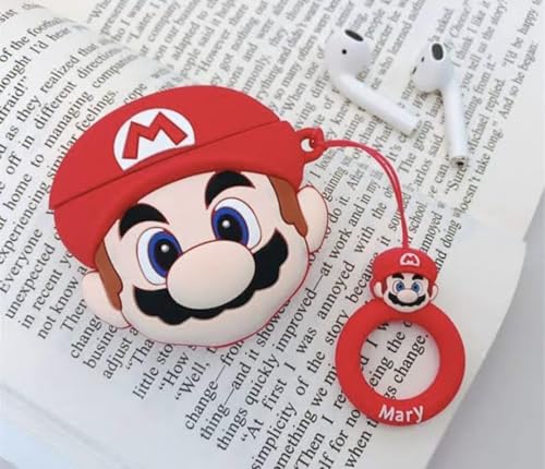 Image of Emoh Roced Case for AirPodS 4 (2024) with Keychain (ANC), Cute Cartoon Shockproof Protective Cover Compatible with Apple AirPods 4th Generation 2024 for Women and Boys (MarI0)