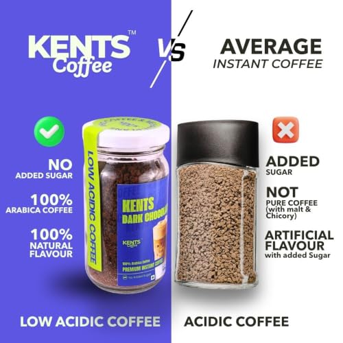 Image of Dark Chocolate Instant Coffee - 50g Glass Jar | 100% Arabica Beans | LOW ACIDIC COFFEE & Gut Friendly | Sugar-Free Mocha Taste | Chikmagalur Powder | No Chicory, No Added Sugar, No Artificial Flavours | Hot & Cold Coffee