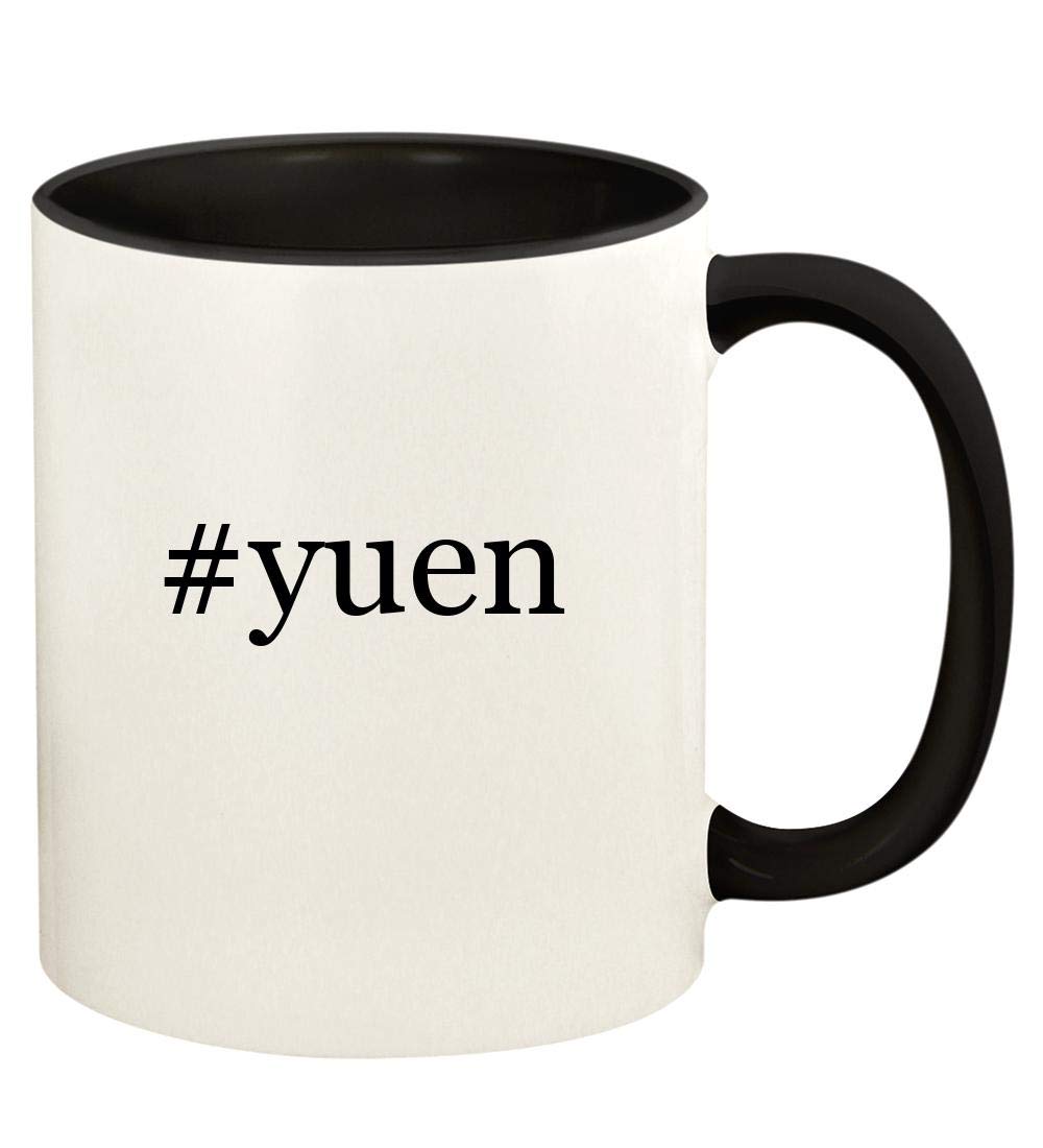 #yuen - 11oz Hashtag Ceramic Colored Handle and Inside Coffee Mug Cup, Black