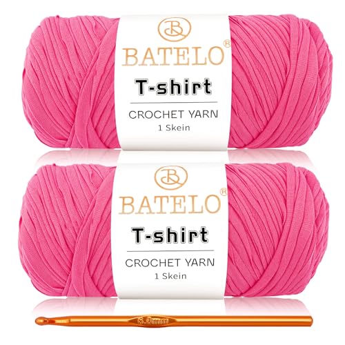 Image of 2 Pack Crochet T-Shirt Yarn for Beginner Bags /Basket /Coaster, Thick Polyester Fabric (Light Rose Pink) 400g /144yds