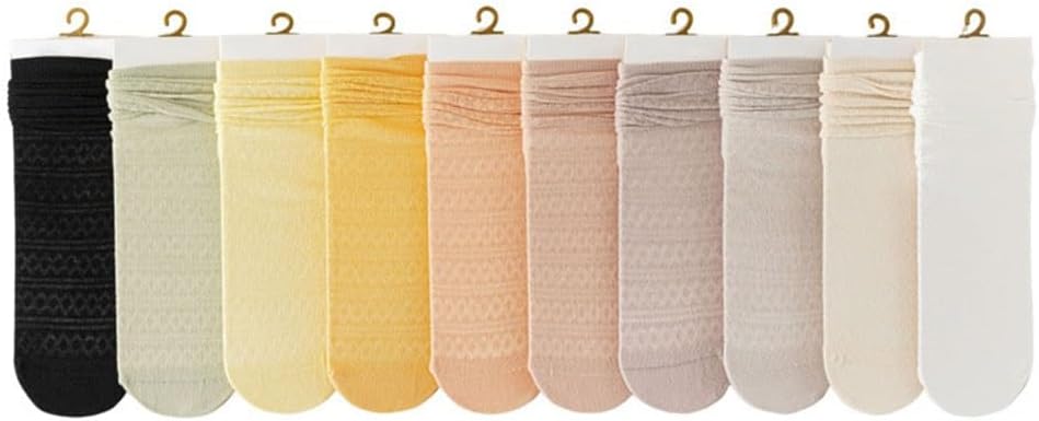 JSEIAJB Socks for Women Pile up Socks Mesh Sweat Absorbing Cotton Socks Middle Tube