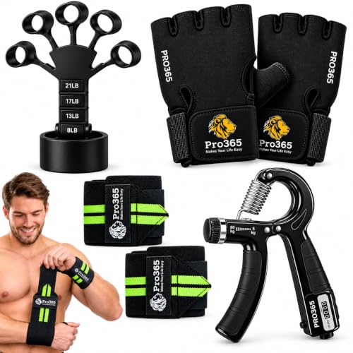 Buy PRO365 Complete Hand Strength & Support Kit – Gym Gloves, Adjustable Hand Gripper with Counter, Finger Strengthener & Wrist Support Straps for Workout, Grip Training, Fitness & Rehabilitation Online at Low Prices in India - Image 2