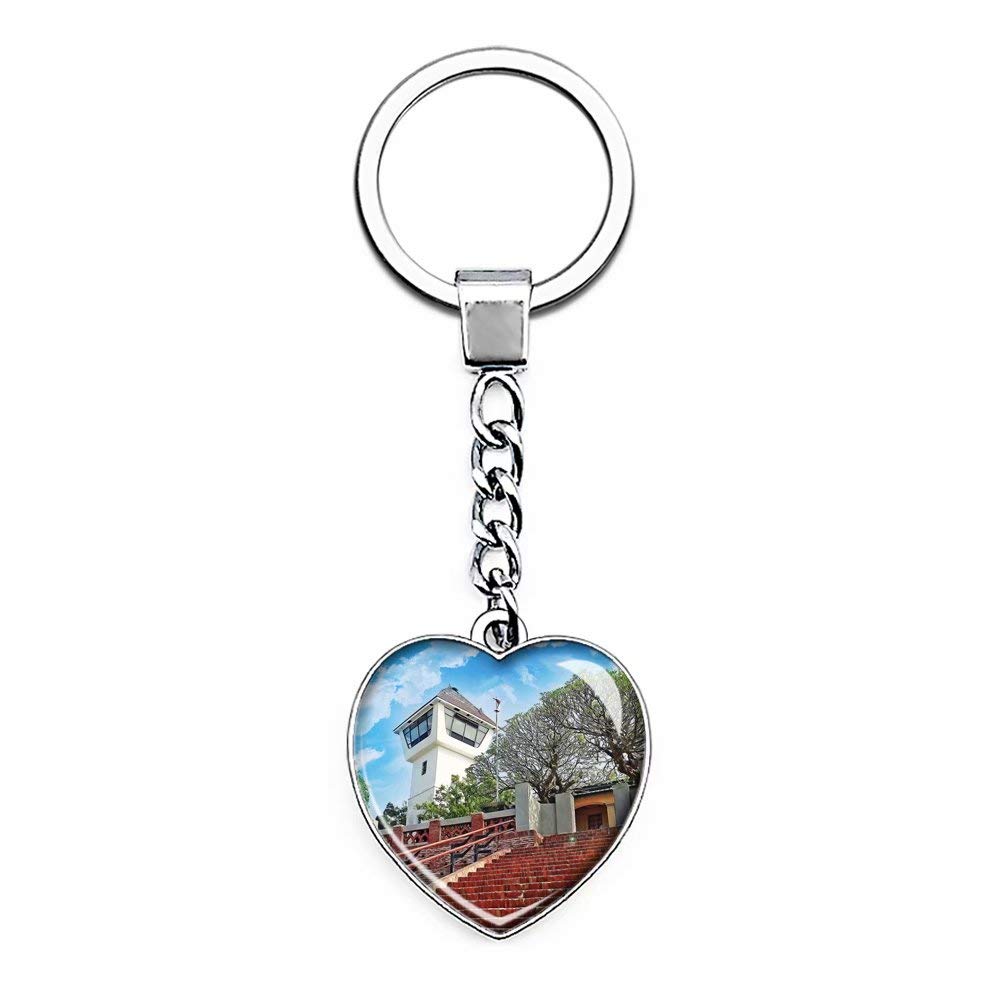 "N/A" Taiwan Anping Fort Tainan Keychain Unique Creativity Tourism Souvenir Gift Heart-shaped Stainless Steel Crystal Chain