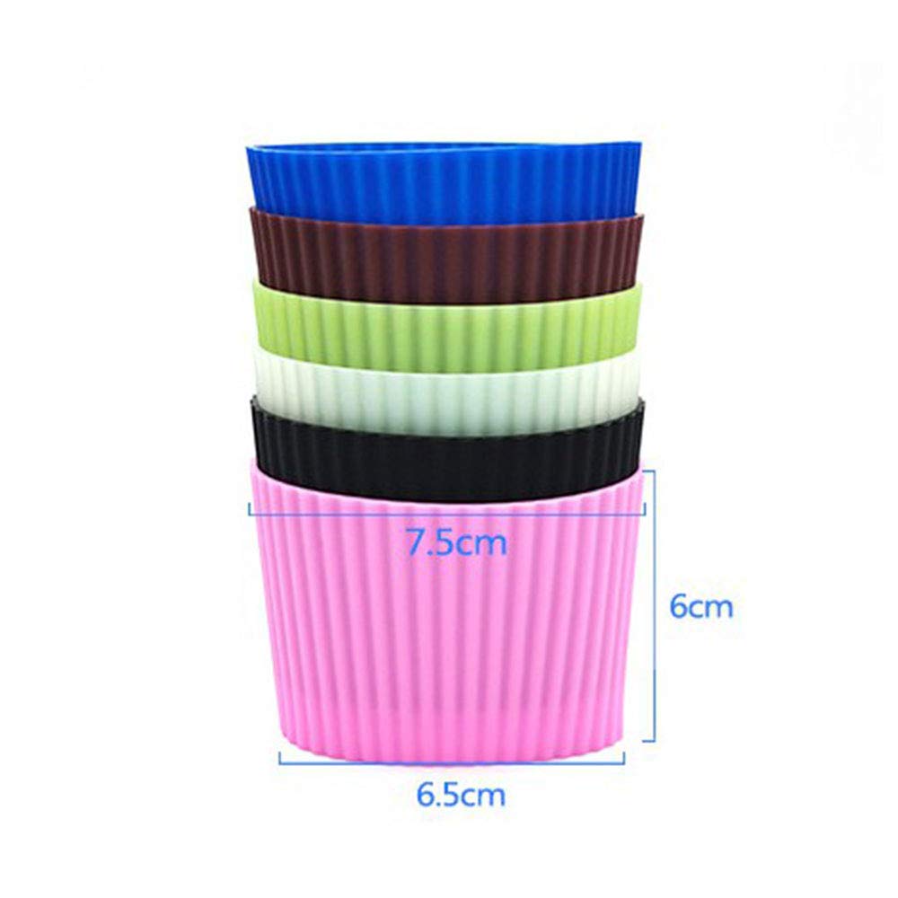 Amosfun 6 stuks siliconen hittebestendige bekerhoes antislip waterglazen deksel voor flesmok (willekeurige kleur