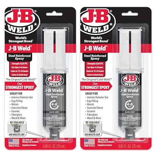 J-B Weld Original Steel Reinforced Epoxy Syringe, High Strength, 2 Pack, Dark Grey, 50165-2