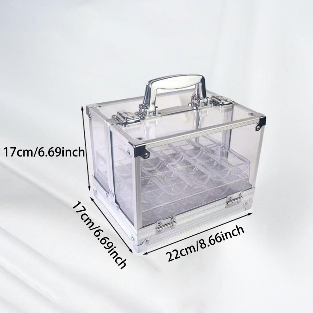Fenteer Acryl -Chip -Hülle -Chiphalter staubdes Sportspielzubehör Clear Multifunktional 600 Chips Kapazitätsbehälter Organizer