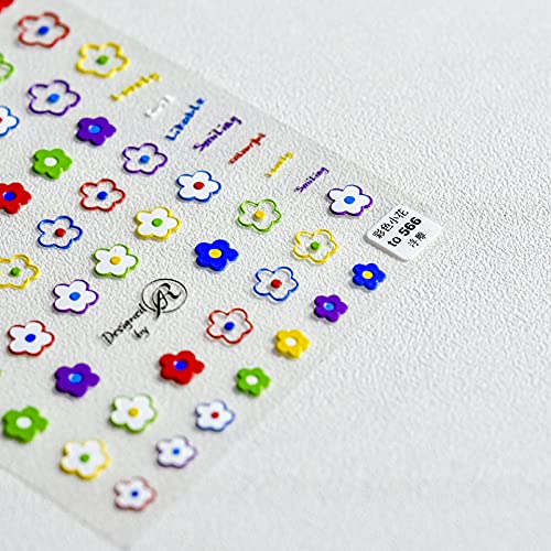 YANLINMY Nagelsticker Neue Handwerk 3D Nail Art Decals Smiley Gesicht farbige Blumen Dreidimensionale Erleichterung 5D… – Bild 7