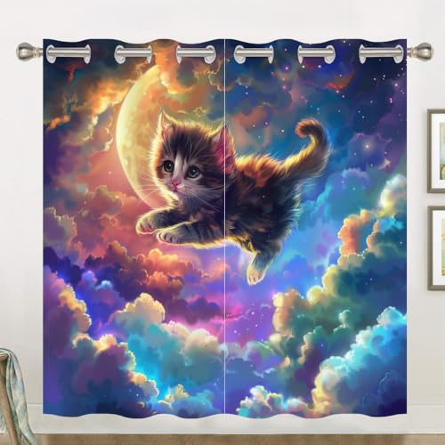Rideau de fenêtre imprimé 3D chat rideaux opaques imprimés de salon - 4