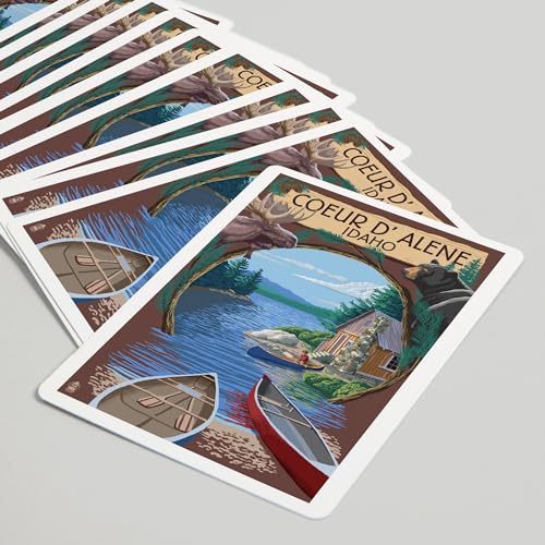 Lantern Press Coeur d'Alene, Idaho, Baraja de 52 naipes póker miniatura 5