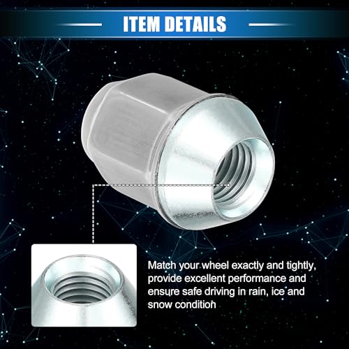 Image of 20 Pcs Wheel Lug Nuts Compatible for Ford Focus for Dodge Grand Caravan, Durable M12 x 1.5 Carbon Steel Silver Tone Tire Lugnuts