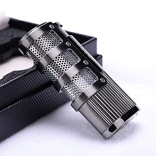 Cigar Cutter and Lighter Set, Cigar Punch Lighter Triple Jet Flame Butane Cigarette Torch Lighter (Silver) - Thumbnail 7