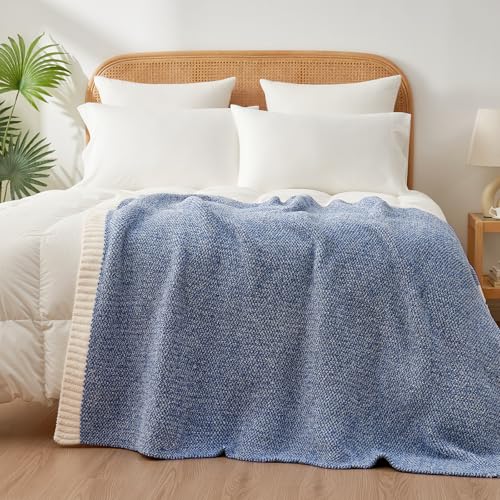 Image of Snuggle Sac Royal Blue Throw Blankets for Couch, Super Soft Warm Blankets Cozy Knit Fuzzy Plush Lightweight Throws for Sofa, Bed,Living Room, Royal Blue, 50x60 inches